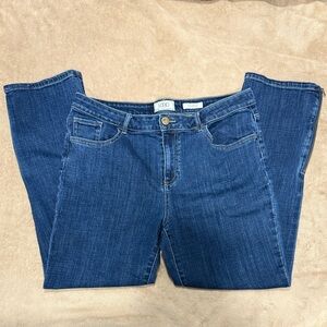 LOGO by Lori Goldstein Women’s Dark Blue Straight Leg Jeans w/zipper detail